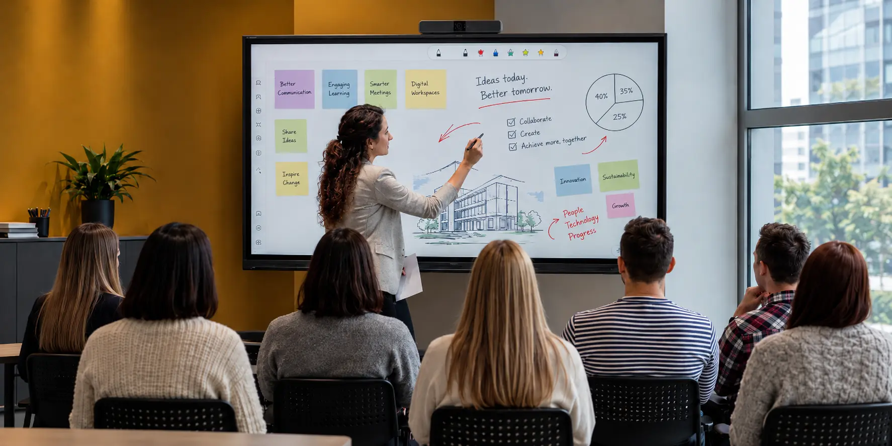 Interactive display supply, setup, installation and support for meeting rooms, training spaces, presentations and education settings.